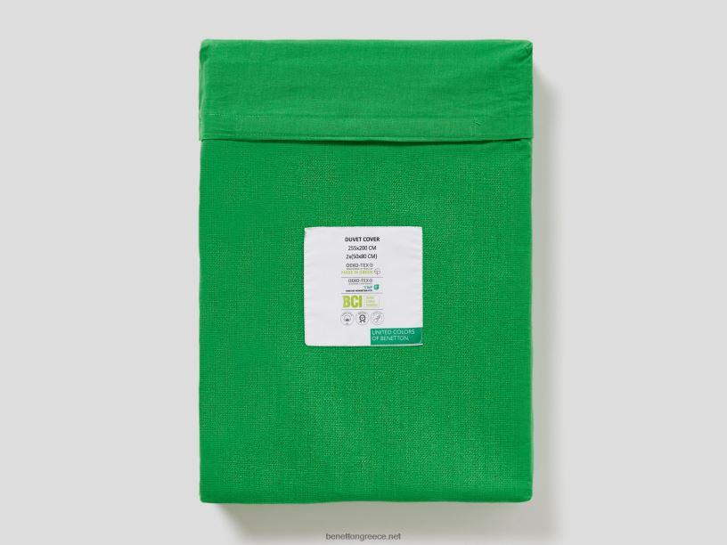 παπλωματοθήκη 255x200 cm και δύο μαξιλαροθήκες J8TLD3327 Benettonπράσινος