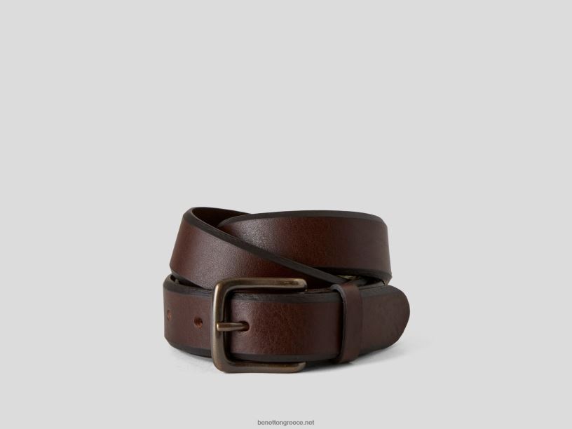 ζώνη από γνήσιο δέρμα J8TLD1553 Benetton άνδρες καφέ