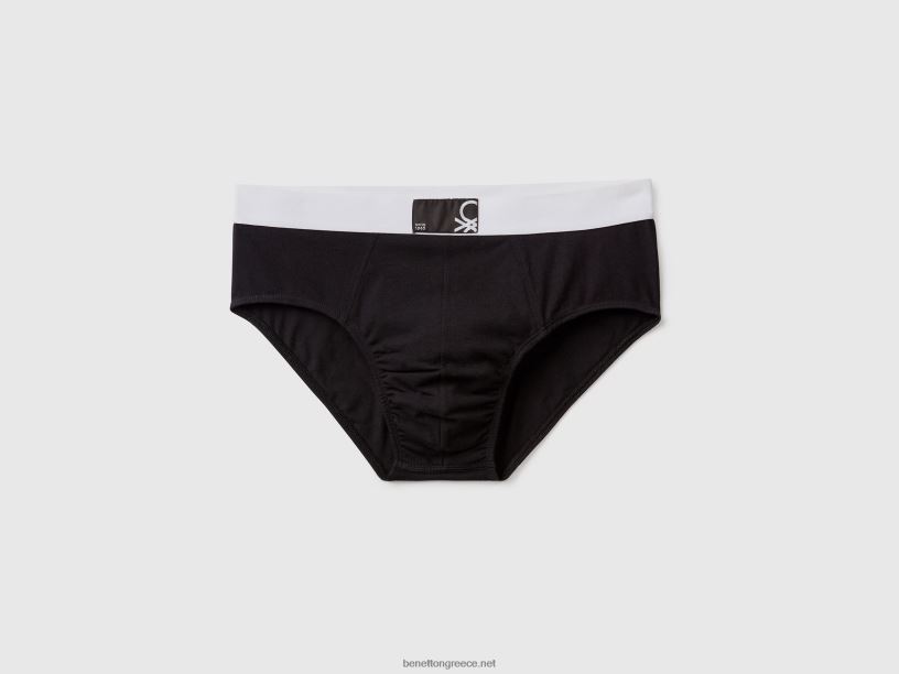 εσώρουχα από ελαστικό βιολογικό βαμβάκι J8TLD1581 Benetton άνδρες μαύρος