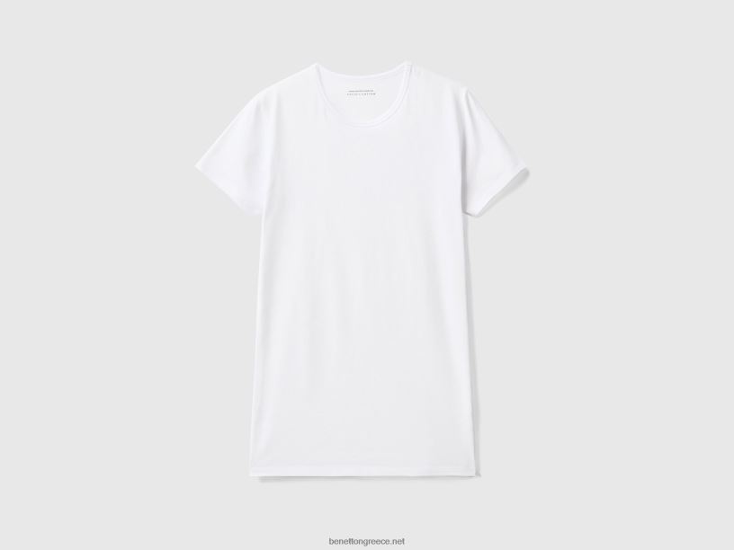μπλουζάκι από οργανικό ελαστικό βαμβάκι J8TLD1571 Benetton άνδρες άσπρο