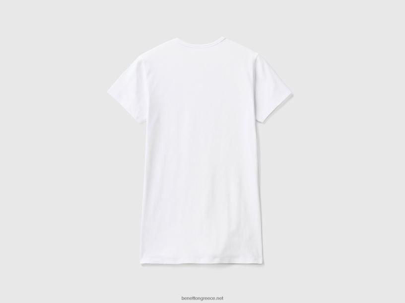 μπλουζάκι από οργανικό ελαστικό βαμβάκι J8TLD1571 Benetton άνδρες άσπρο