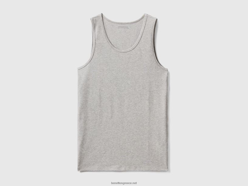 φανελάκι από οργανικό ελαστικό βαμβάκι J8TLD1619 Benetton άνδρες ανοιχτό γκρι