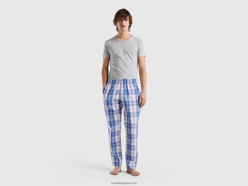 τσεκ παντελόνι από 100% βαμβάκι J8TLD4694 Benetton άνδρες πολύχρωμο