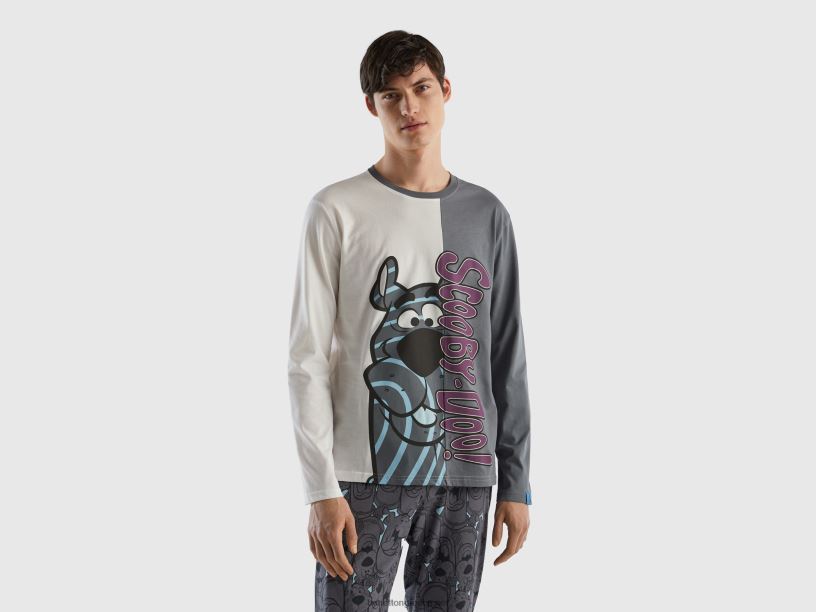 τοπ σκούμπι-ντου από ζεστό βαμβάκι J8TLD4710 Benetton άνδρες κρεμώδες λευκό