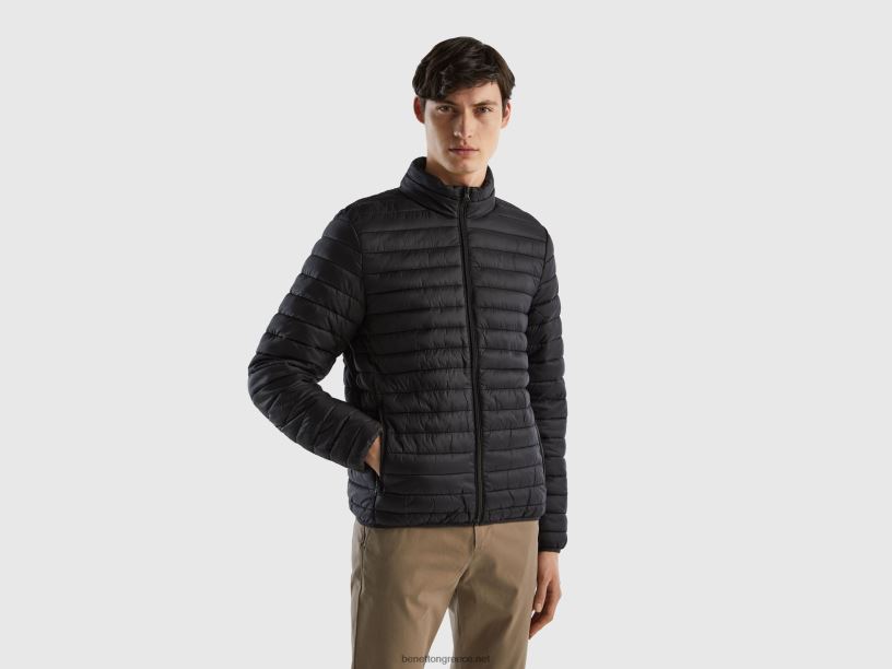 μπουφάν με επένδυση με ανακυκλωμένη βάτα J8TLD1188 Benetton άνδρες μαύρος