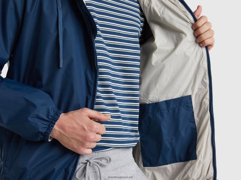 μπουφάν από ανακυκλωμένο νάιλον J8TLD4425 Benetton άνδρες μπλε της αεροπορίας