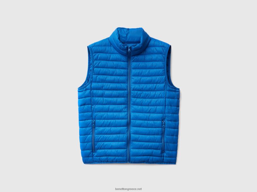 αμάνικο puffer jacket με ανακυκλωμένη βάτα J8TLD4424 Benetton άνδρες γαλάζιο