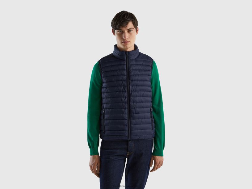 αμάνικο puffer jacket με ανακυκλωμένη βάτα J8TLD4433 Benetton άνδρες σκούρο μπλε