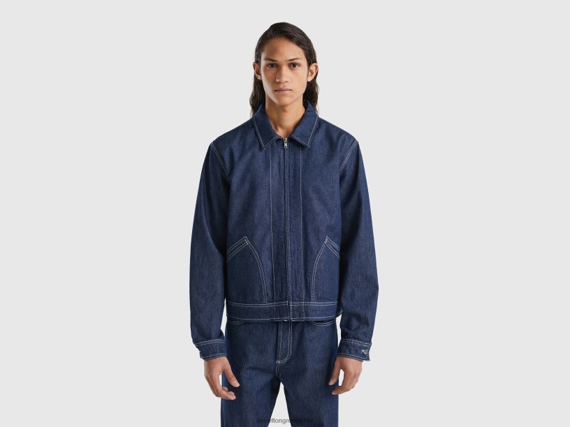 μπουφάν rider με φερμουάρ J8TLD4431 Benetton άνδρες σκούρο μπλε