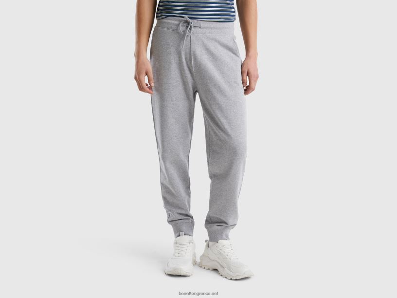 sweat joggers από 100% βαμβάκι J8TLD4630 Benetton άνδρες ανοιχτό γκρι