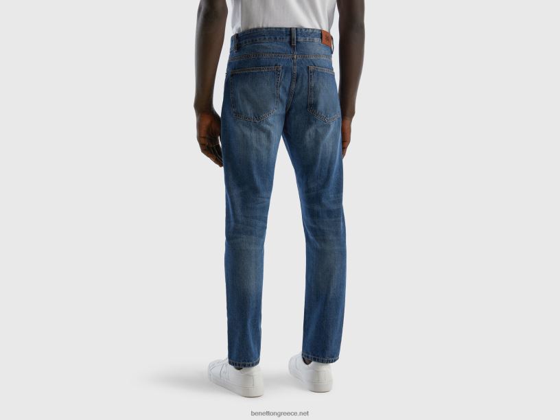 Τζιν σε ίσιο πόδι 100% βαμβακερό J8TLD4684 Benetton άνδρες μπλε