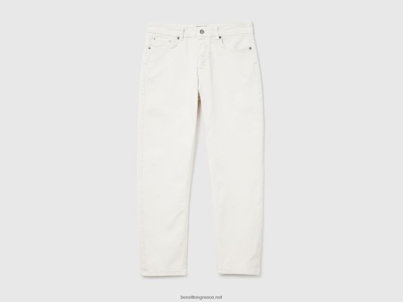 παντελόνι καρότο J8TLD4674 Benetton άνδρες κρεμώδες λευκό