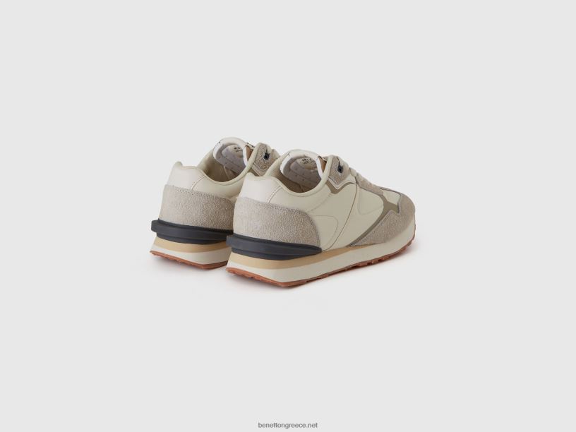 sneakers σε συνδυασμό νάιλον και δέρματος J8TLD1497 Benetton άνδρες άσπρο