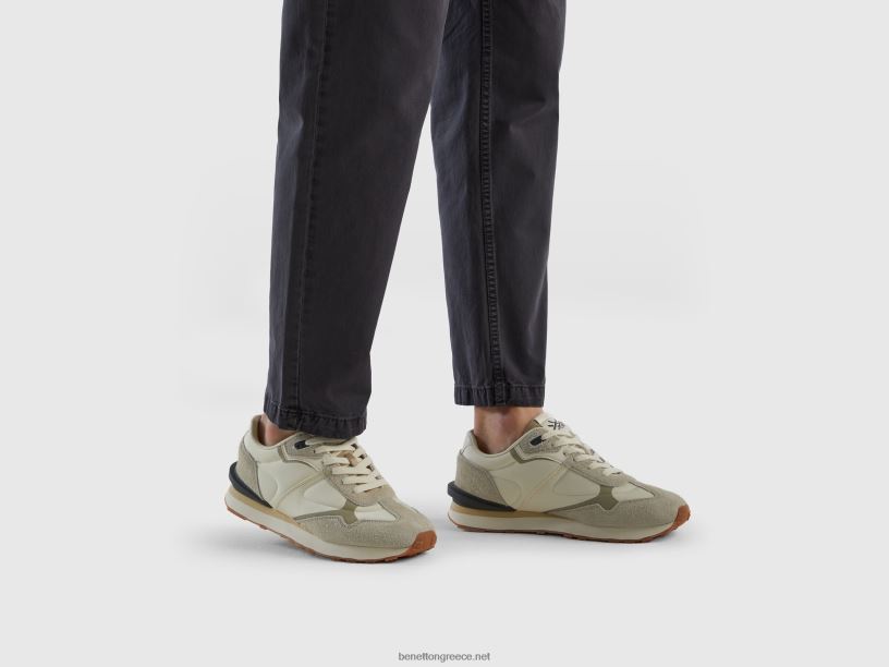 sneakers σε συνδυασμό νάιλον και δέρματος J8TLD1497 Benetton άνδρες άσπρο