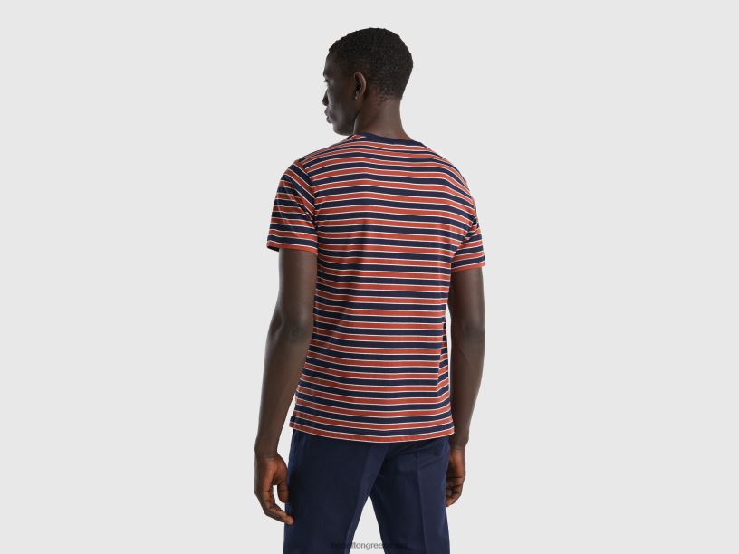 ριγέ μπλουζάκι από 100% βαμβάκι J8TLD1276 Benetton άνδρες άσπρο