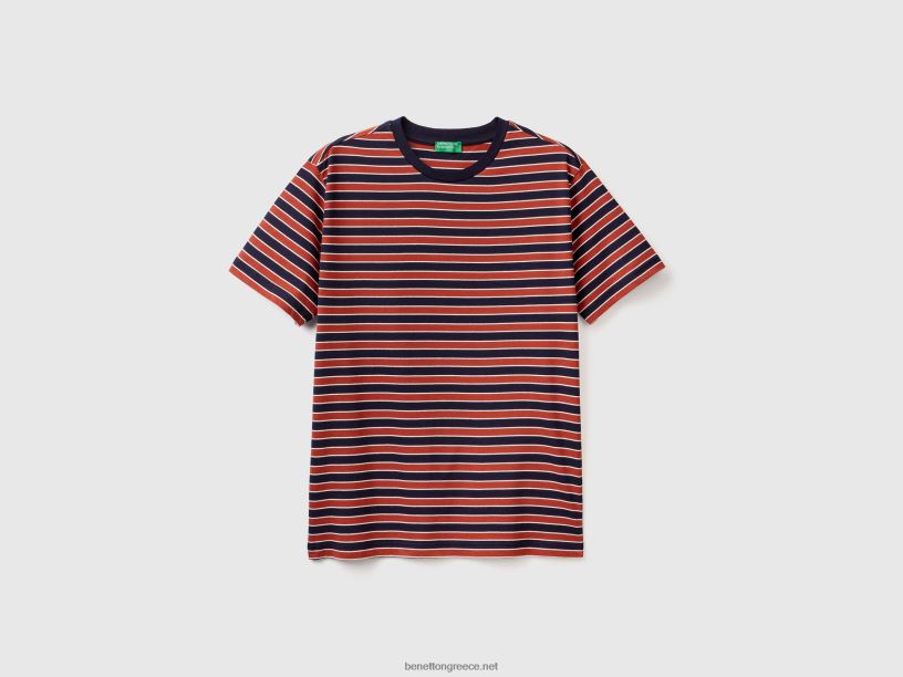 ριγέ μπλουζάκι από 100% βαμβάκι J8TLD1276 Benetton άνδρες άσπρο