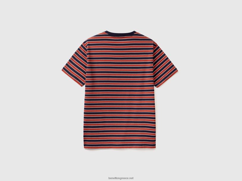 ριγέ μπλουζάκι από 100% βαμβάκι J8TLD1276 Benetton άνδρες άσπρο