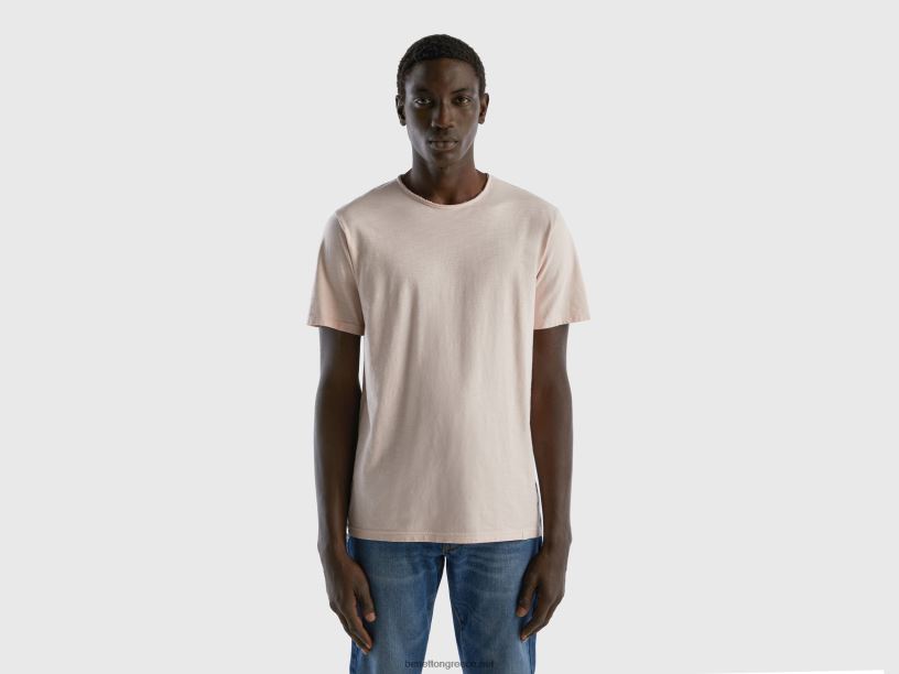 ροζ μπλουζάκι από βαμβάκι J8TLD1240 Benetton άνδρες απαλό ροζ