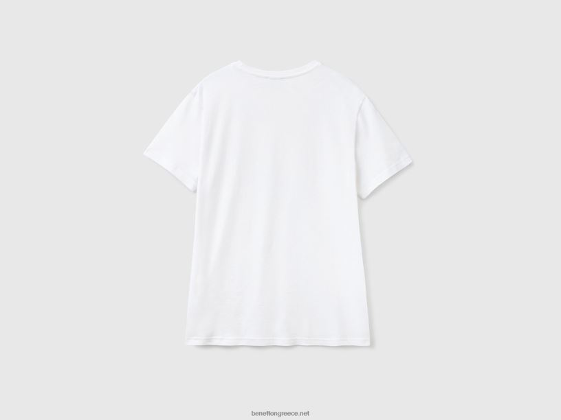 λευκό μπλουζάκι J8TLD1298 Benetton άνδρες άσπρο