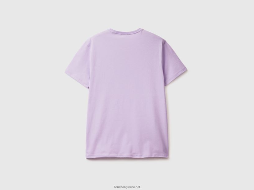 λιλά μπλουζάκι J8TLD4452 Benetton άνδρες πασχαλιά