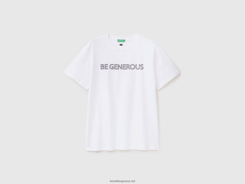 μπλουζάκι με κεντημένο σλόγκαν J8TLD4463 Benetton άνδρες άσπρο