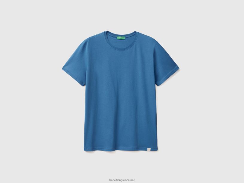 γαλάζιο μπλουζάκι J8TLD4480 Benetton άνδρες γαλάζιο