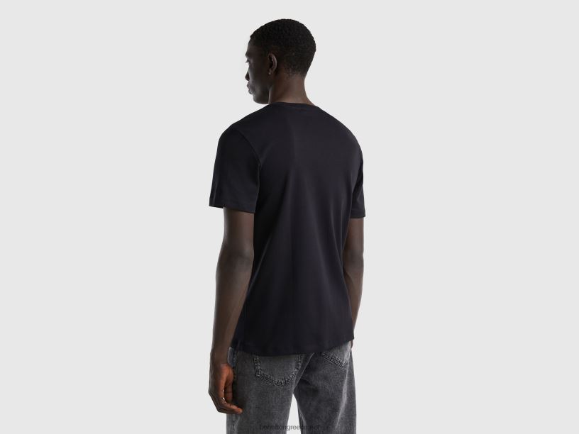 T-shirt από 100% βαμβάκι J8TLD1232 Benetton άνδρες μαύρος