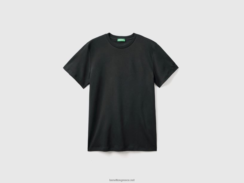 T-shirt από 100% βαμβάκι J8TLD1232 Benetton άνδρες μαύρος