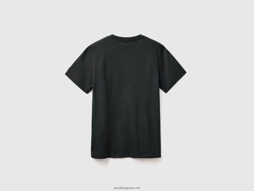 T-shirt από 100% βαμβάκι J8TLD1232 Benetton άνδρες μαύρος