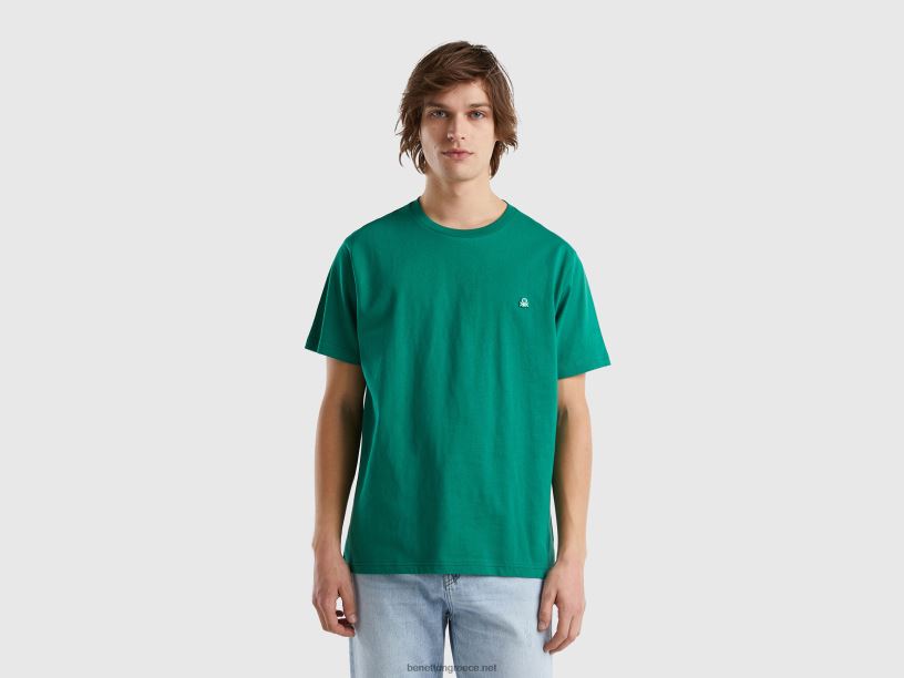 T-shirt από 100% οργανικό βαμβάκι J8TLD1278 Benetton άνδρες σκούρο πράσινο
