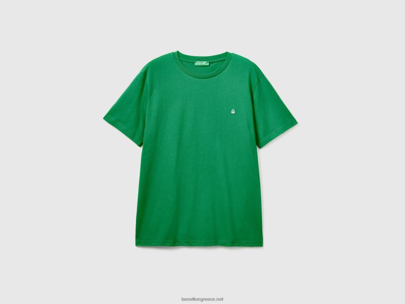 T-shirt από 100% οργανικό βαμβάκι J8TLD1278 Benetton άνδρες σκούρο πράσινο