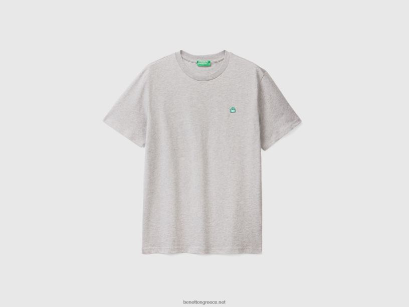 T-shirt από 100% οργανικό βαμβάκι J8TLD1301 Benetton άνδρες ανοιχτό γκρι