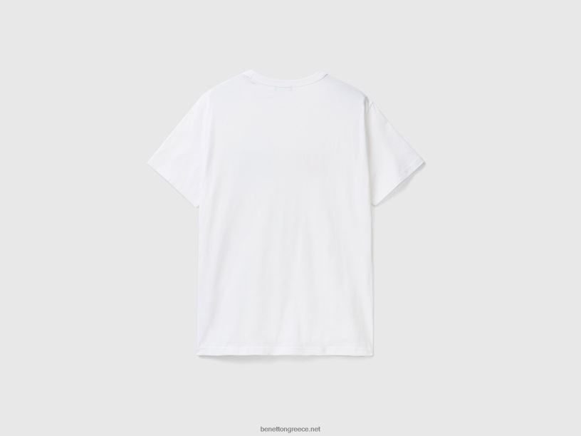 T-shirt από οργανικό βαμβάκι με τύπωμα λογότυπου J8TLD4455 Benetton άνδρες άσπρο