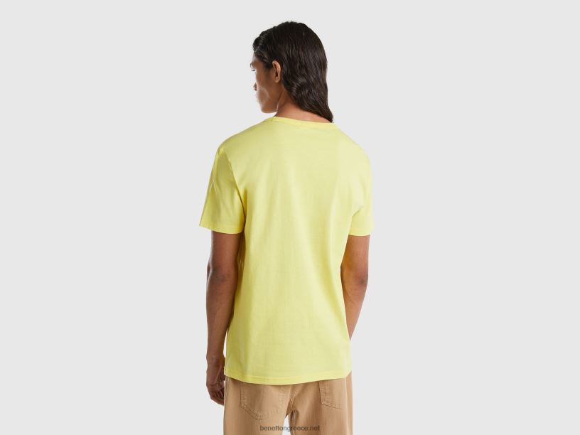 T-shirt από οργανικό βαμβάκι με τύπωμα λογότυπου J8TLD4456 Benetton άνδρες κίτρινος