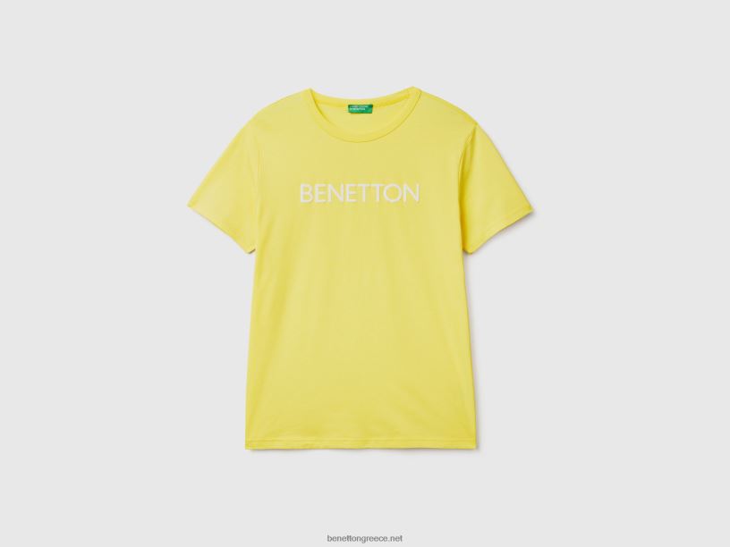 T-shirt από οργανικό βαμβάκι με τύπωμα λογότυπου J8TLD4456 Benetton άνδρες κίτρινος