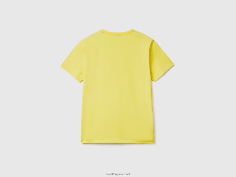 T-shirt από οργανικό βαμβάκι με τύπωμα λογότυπου J8TLD4456 Benetton άνδρες κίτρινος