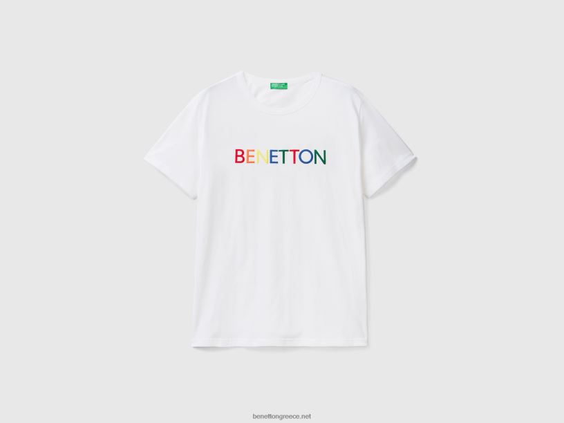 T-shirt από οργανικό βαμβάκι με τύπωμα λογότυπου J8TLD4494 Benetton άνδρες άσπρο