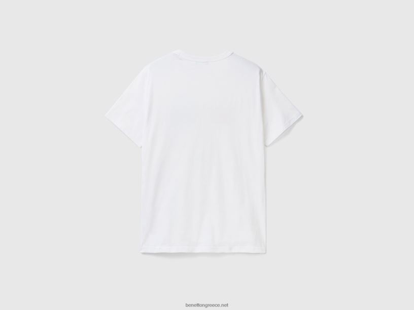 T-shirt από οργανικό βαμβάκι με τύπωμα λογότυπου J8TLD4494 Benetton άνδρες άσπρο