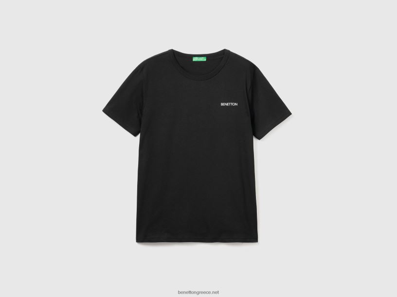 T-shirt από οργανικό βαμβάκι με τύπωμα λογότυπου J8TLD4495 Benetton άνδρες μαύρος