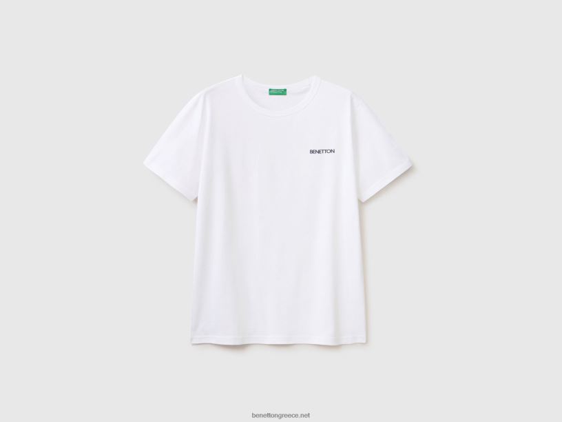 T-shirt από οργανικό βαμβάκι με τύπωμα λογότυπου J8TLD4496 Benetton άνδρες άσπρο