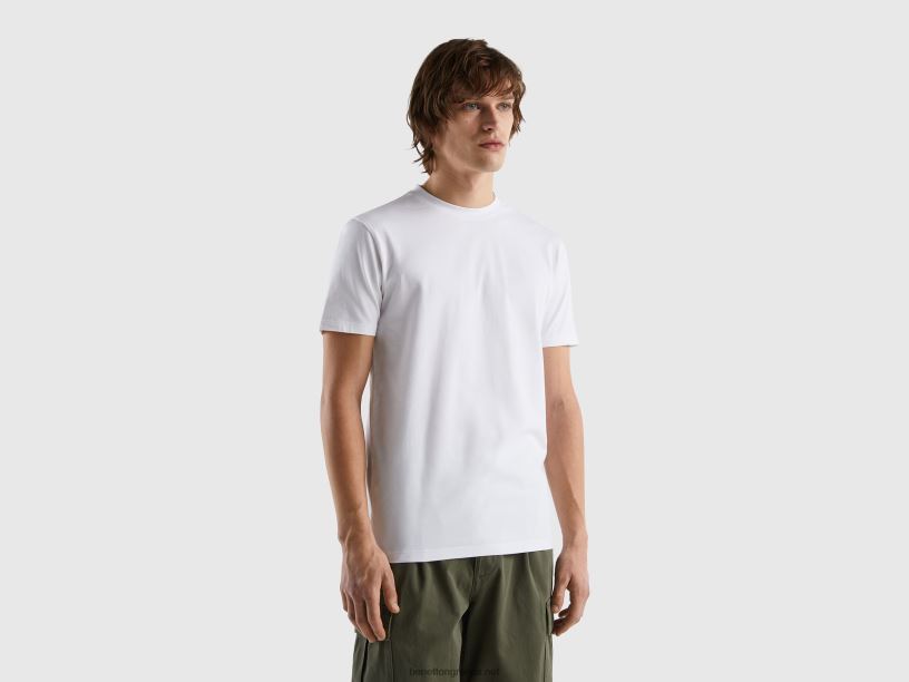 slim fit t-shirt από ελαστικό βαμβάκι J8TLD1294 Benetton άνδρες άσπρο