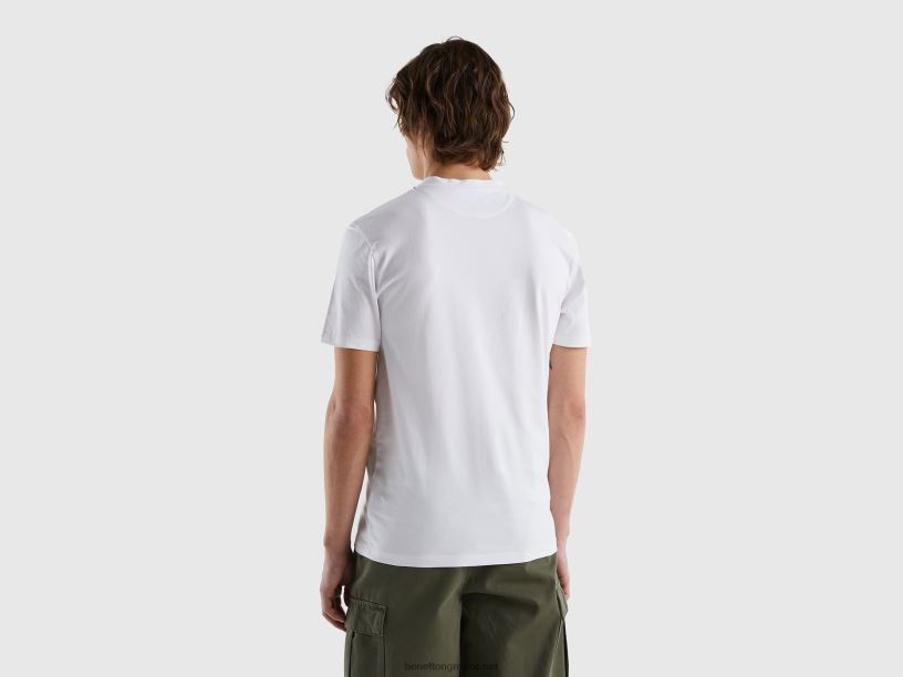 slim fit t-shirt από ελαστικό βαμβάκι J8TLD1294 Benetton άνδρες άσπρο