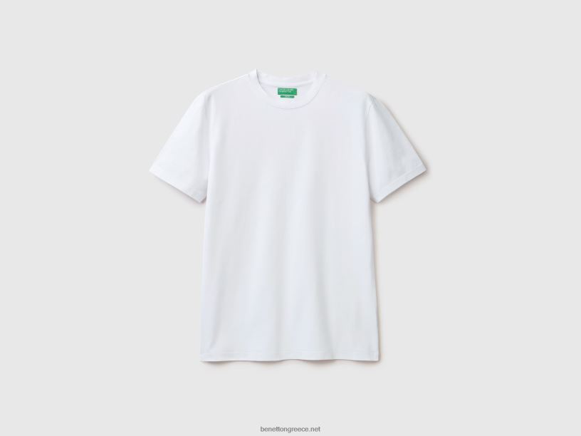 slim fit t-shirt από ελαστικό βαμβάκι J8TLD1294 Benetton άνδρες άσπρο