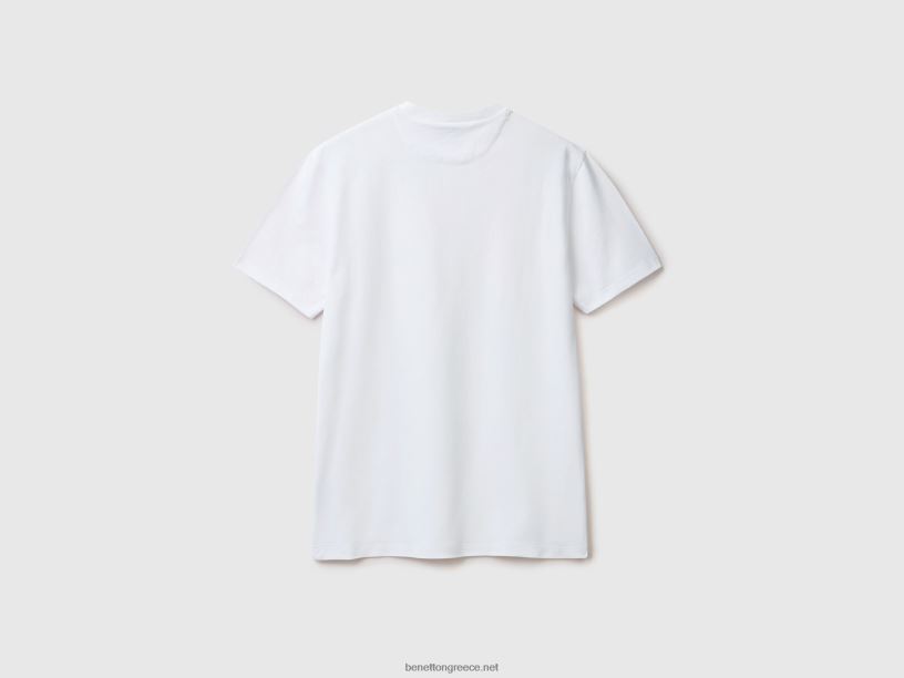 slim fit t-shirt από ελαστικό βαμβάκι J8TLD1294 Benetton άνδρες άσπρο