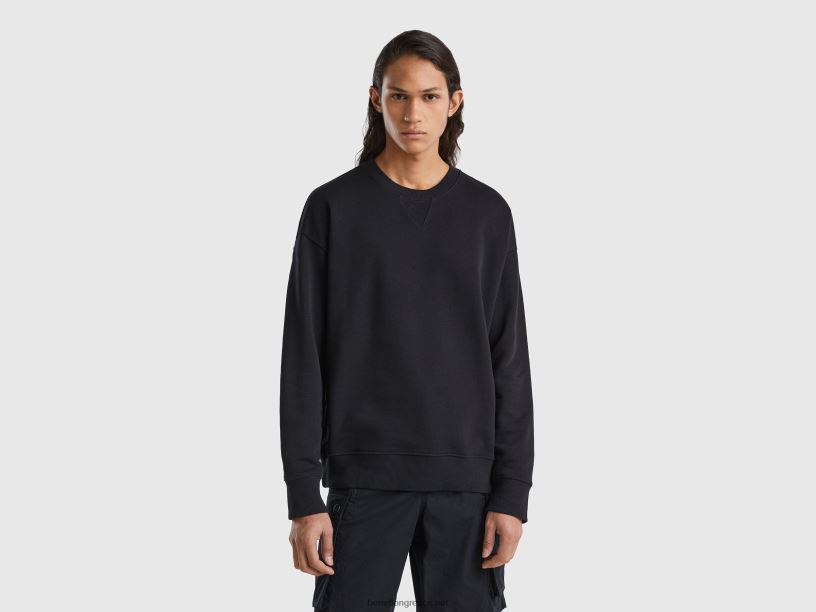 Φούτερ πουλόβερ από 100% βαμβάκι J8TLD1335 Benetton άνδρες μαύρος