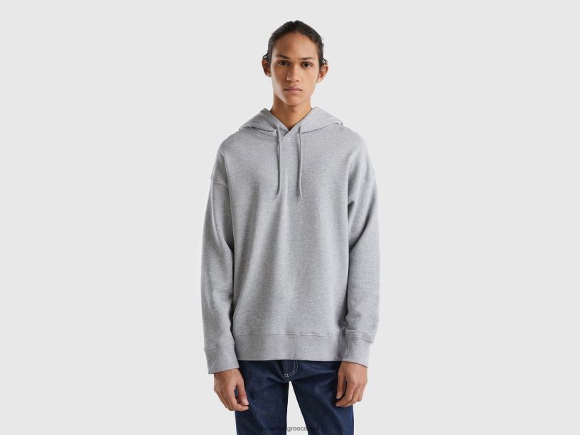 Φούτερ από 100% βαμβάκι J8TLD4528 Benetton άνδρες ανοιχτό γκρι