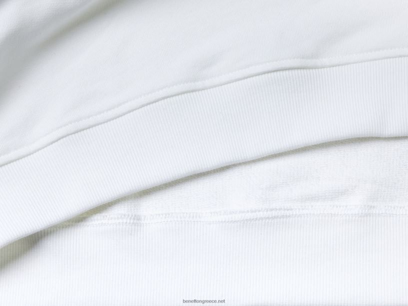 φούτερ με λαιμόκοψη με τύπωμα λογότυπου J8TLD1318 Benetton άνδρες άσπρο