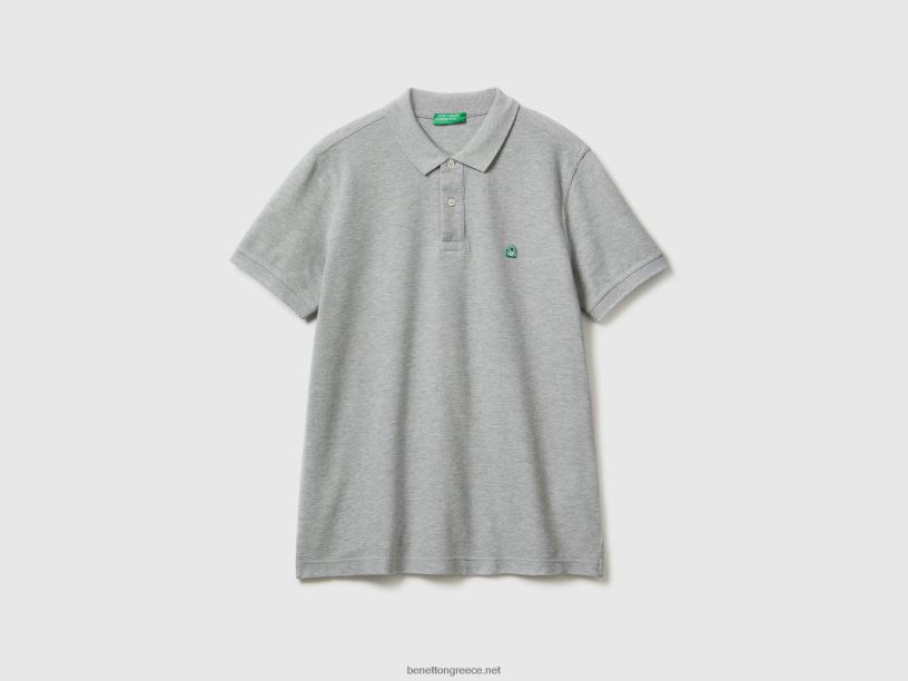 σκούρο γκρι κανονική εφαρμογή πόλο J8TLD1408 Benetton άνδρες ανοιχτό γκρι