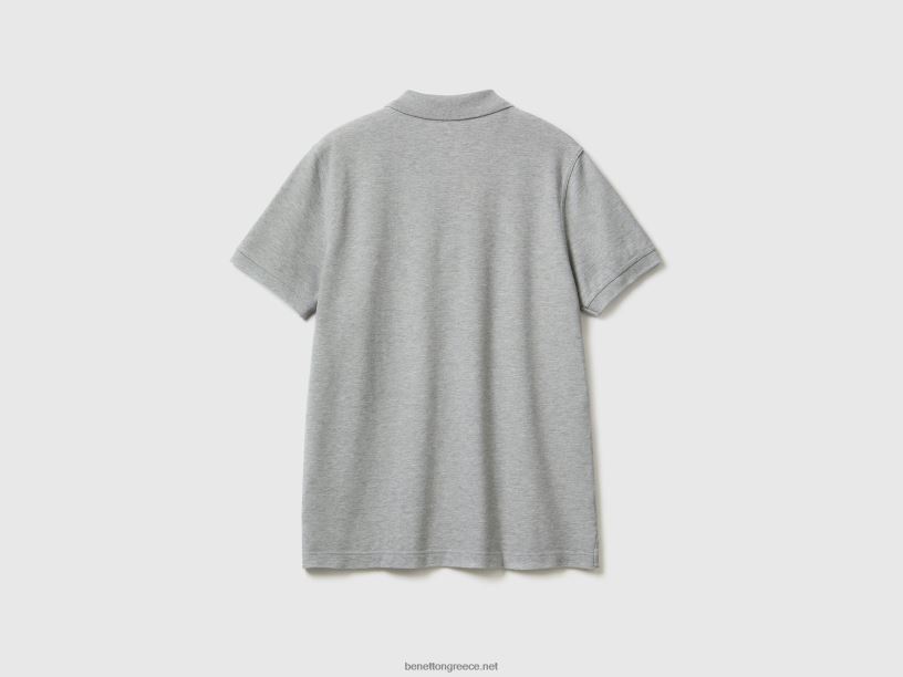 σκούρο γκρι κανονική εφαρμογή πόλο J8TLD1408 Benetton άνδρες ανοιχτό γκρι