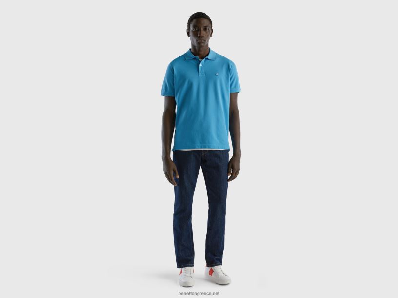 γαλάζιο κανονικό πόλο J8TLD4568 Benetton άνδρες τουρκουάζ